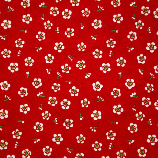 Papier japonais washi fleurs blanches fond rouge