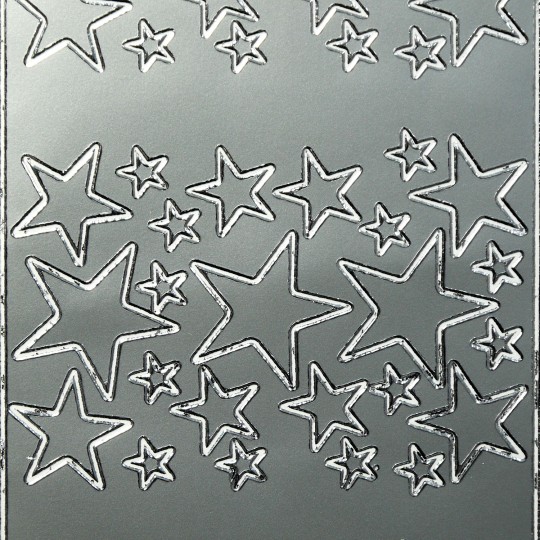 Sticker peel off adhésif argent étoile