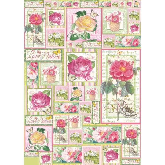 Papier de découpage Stampéria roses