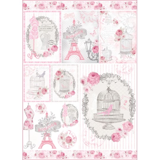 Papier de découpage Stampéria shabby chic la vie en rose