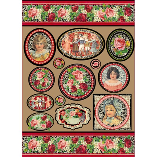 Papier de découpage Stampéria vintage petites filles aux roses