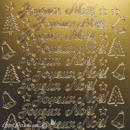 Sticker peel off adhésif joyeux Noël script doré