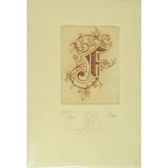 Gravure Caroline Delépine taille douce lettre F