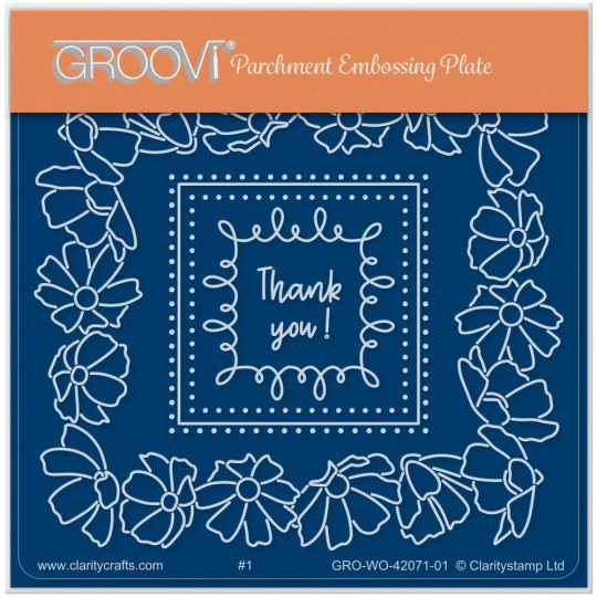 Groovi gabarit Thank you! Square Floral 15x15cm