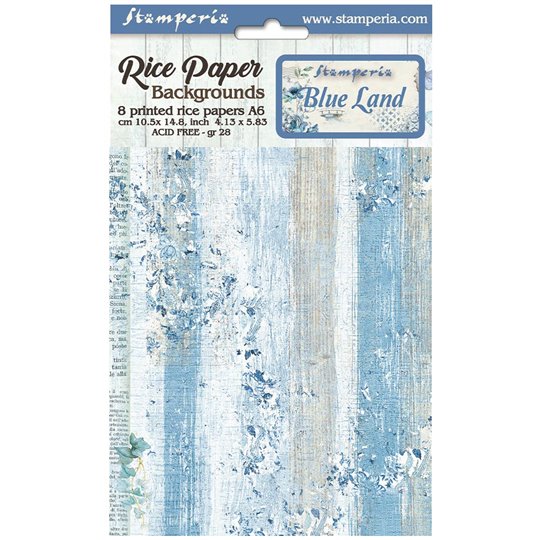 Kit 8 papiers de riz Blue Land Stamperia A6