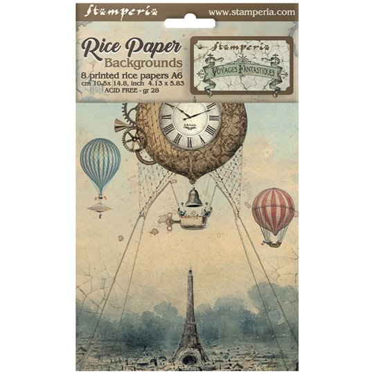 papier de riz imprimé Stampéria grande horloge vintage