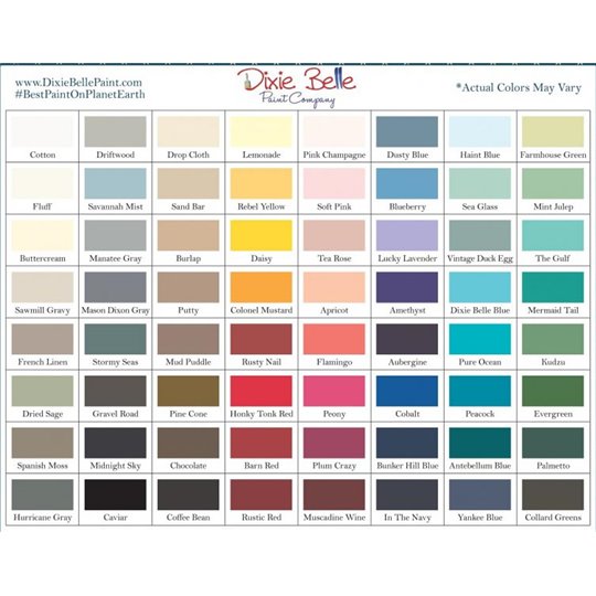 Nuancier Dixie Belle CMP/Silk/Terra Colour Cards