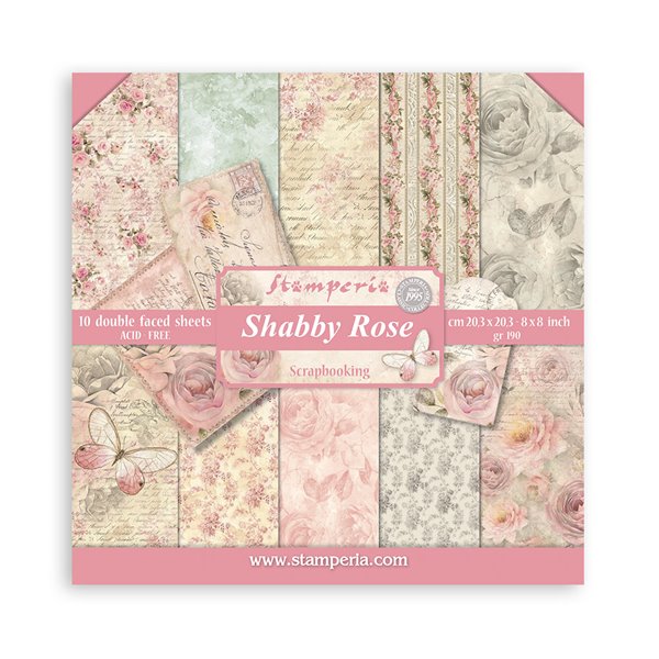 Papier scrapbooking assortiment Stamperia Shabby Rose 10f recto verso 20x20