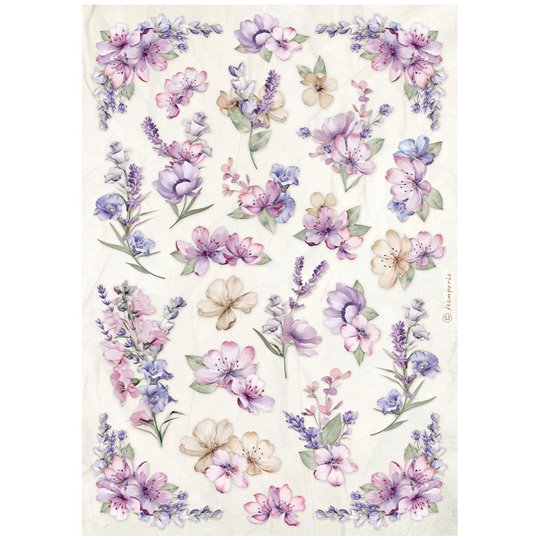 Papier de riz Stamperia Lavande motif floral A4