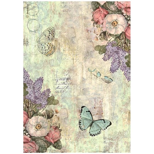 Papier de riz Stamperia Wonderland fleurs and papillons A4
