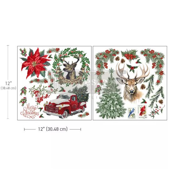 Transfert pelliculable Redesign Christmas Memories 2 feuilles de 30x30cm