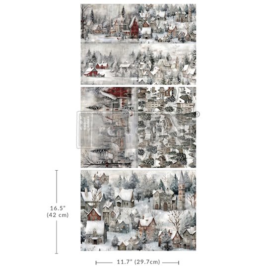 Papier fibre pour découpage Redesign A3 Silent Night Snow Village