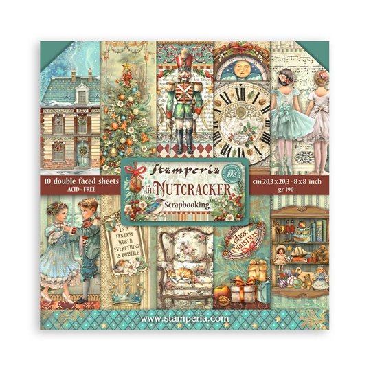 Papier scrapbooking assortiment The Nutcracker Stamperia 10f 20x20