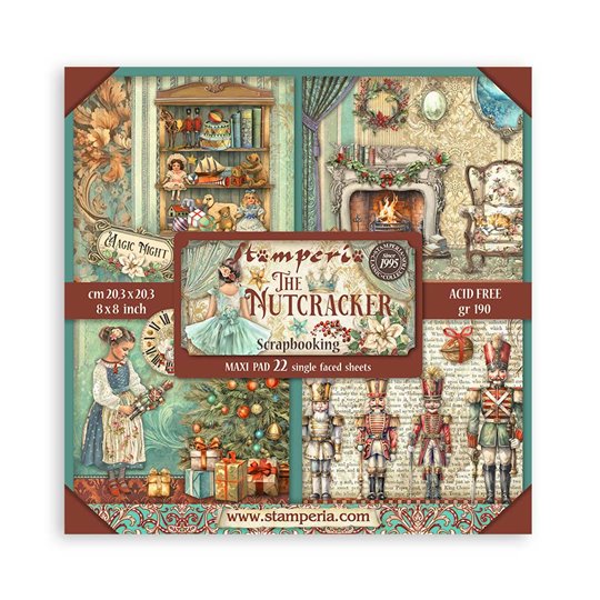 Papier scrapbooking assortiment Face unique - The Nutcracker Stamperia 10f 20x20