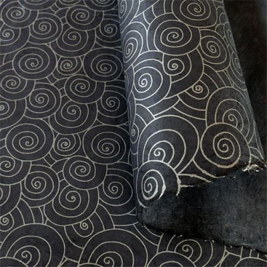 Papier népalais lokta LamaLi Klimt noir motifs métalliques argent