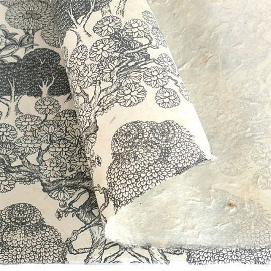 Papier népalais lokta LamaLi Kongpo naturel motifs gris