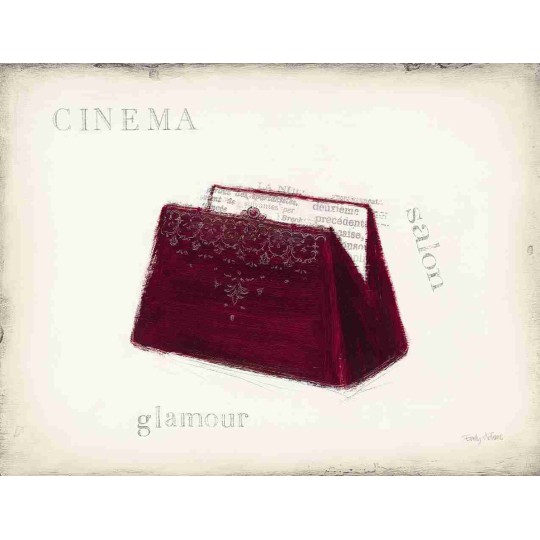 Carte d'art déco cinéma sac velours rouge glamour détail