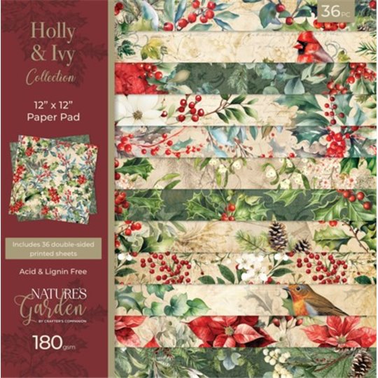 Papier scrapbooking assortiment Crafter's Companion Holly & Ivy 36fe