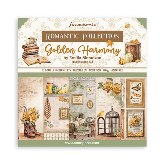 Papier scrapbooking assortiment Golden Harmony 10f 30x30