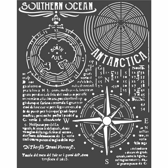 Pochoir scrapbooking Stamperia Boussole Antarctique 20x25cm