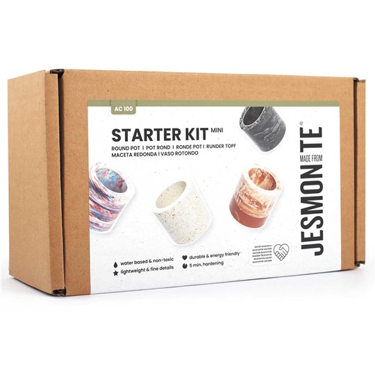 Kit débutant Jesmonite AC100 poudre et liquide avec pot rond