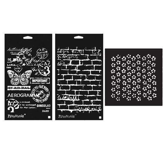 Pochoir décoratif grand format RedesignLimited Edition Stencil Set – Perfectly Grungy – 2 pcs 6″x9″ + 1 pc 5.75″x6″