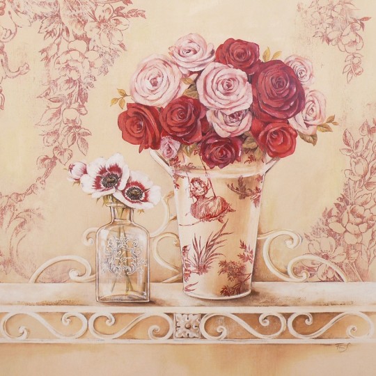 Carte d'art maison shabby chic fleurs chintz and roses Stephania Ferri