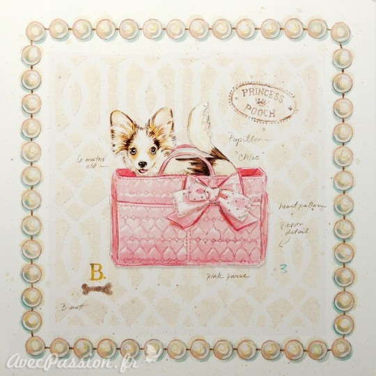 Carte d'art chien papillon puppy purse Chad Barrett