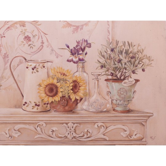 Carte d'art maison shabby chic fleurs maison italienne