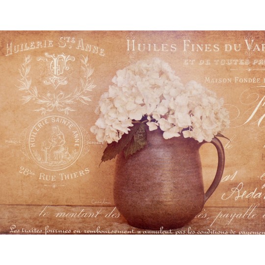 Carte d'art maison shabby chic fleurs hortensia bouquet 2